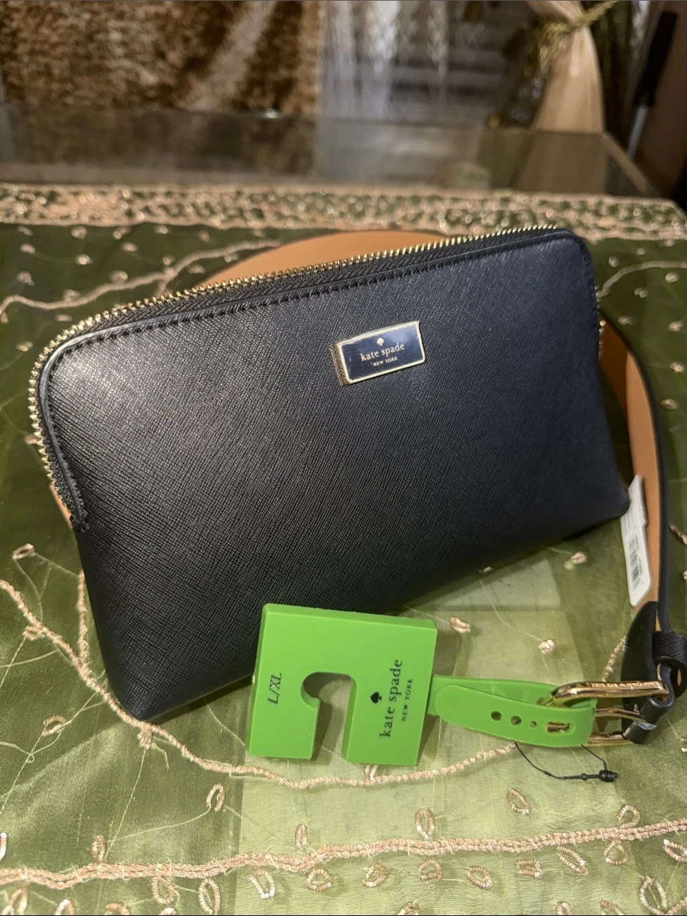 NWOT Kate Spade zip top leather belt bag Fanny Pack Black L/XL